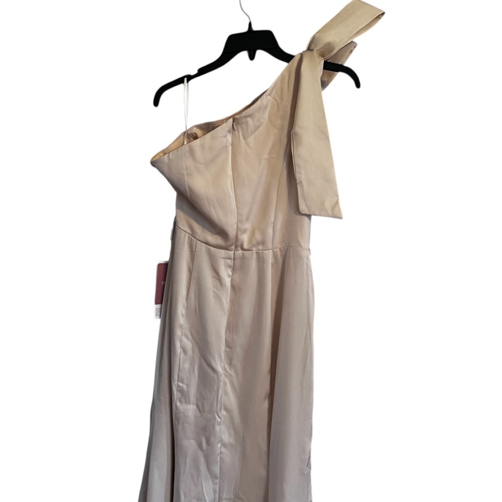 NWT Stacees Trumpet/Mermaid One-Shoulder Stretch Satin Dress with Bowknot size 4 - Picture 4 of 6